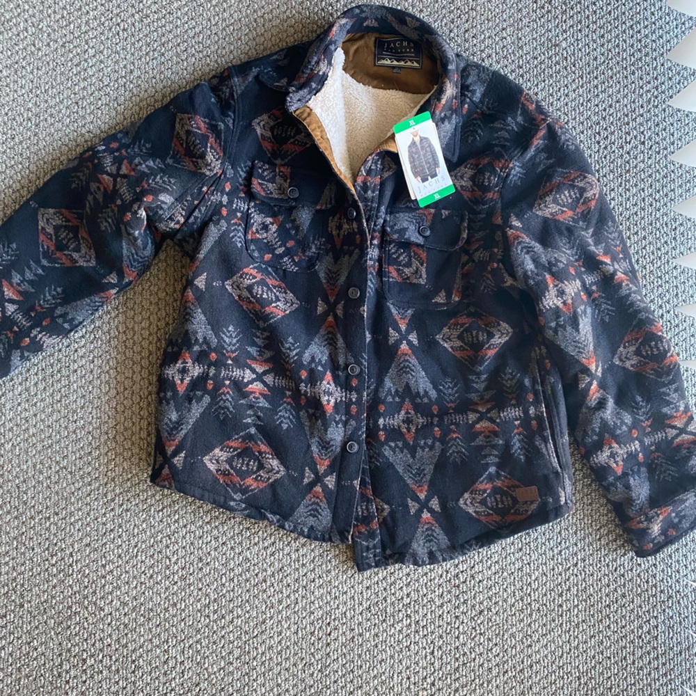 Jachs Black and Orange Patterned Jacket